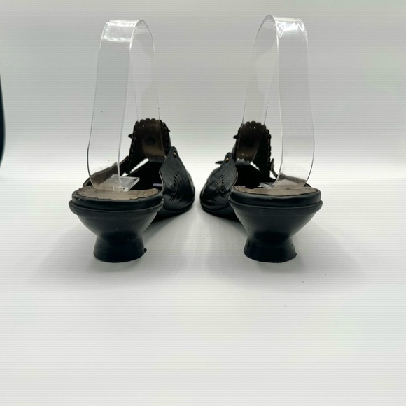 MPULSE DARK BROWN CHOCOLATE MULE  KITTEN HEELS LEATHER SHOE Y2K VINTAGE SHOES 40 - Picture 9 of 17